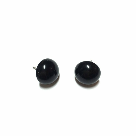 Vintage Lucite Domed Retro Button Stud Earrings - Picture 3 of 5